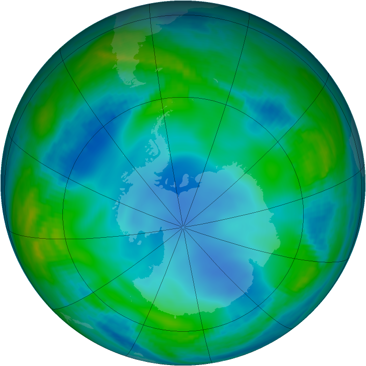 Antarctic ozone map for 15 June 2000